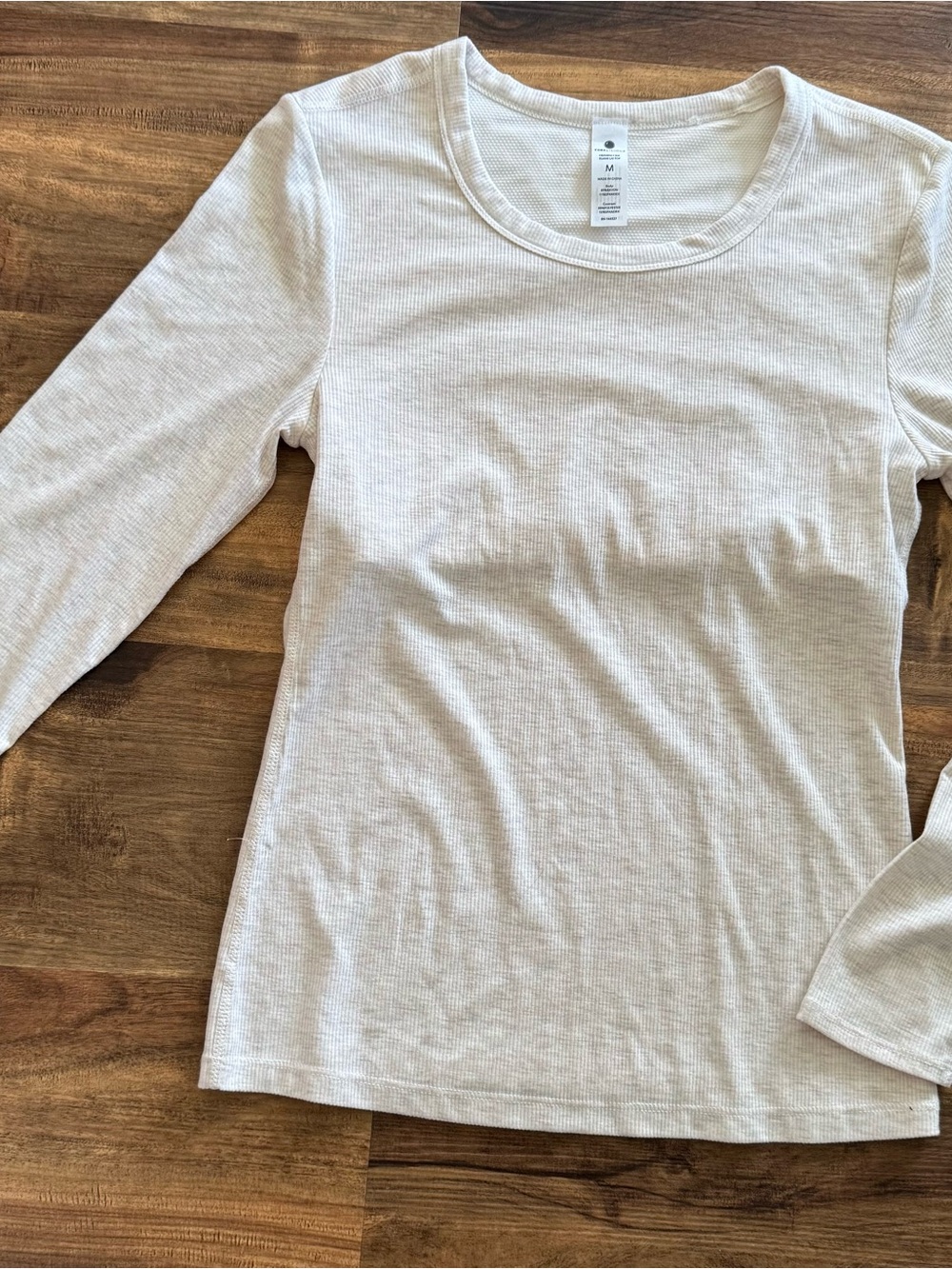 Yogalicious Cream Ribbed Long-Sleeve Tee Size M